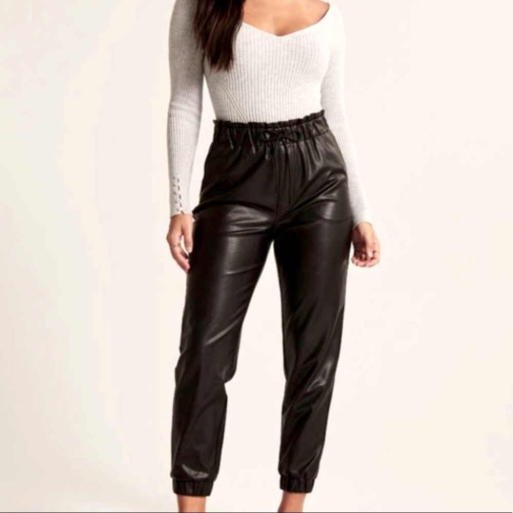 Abercrombie & Fitch faux leather joggers